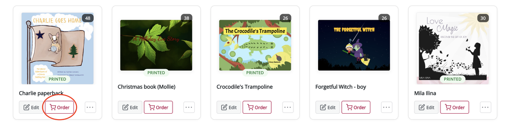 Order button on the My Books page