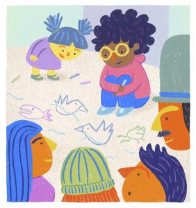 children playing illustration